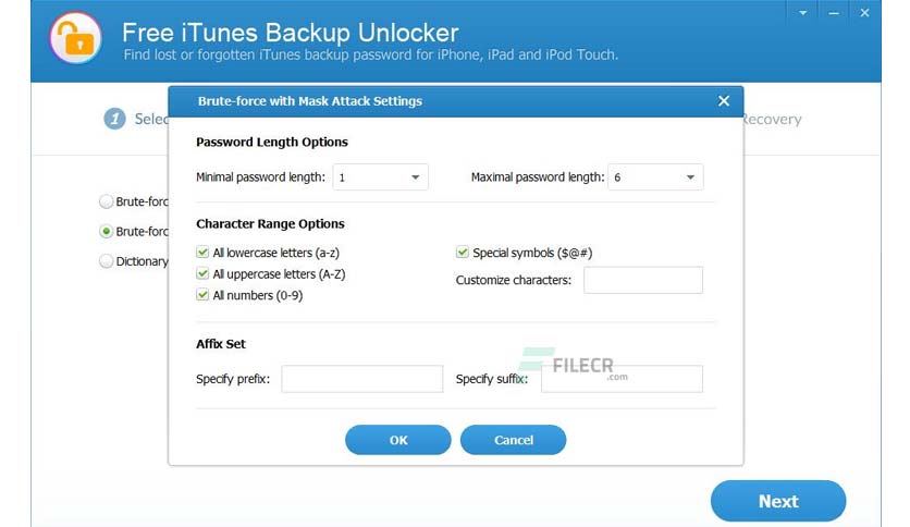 Any iTunes Backup Password Unlocker 9.9.8