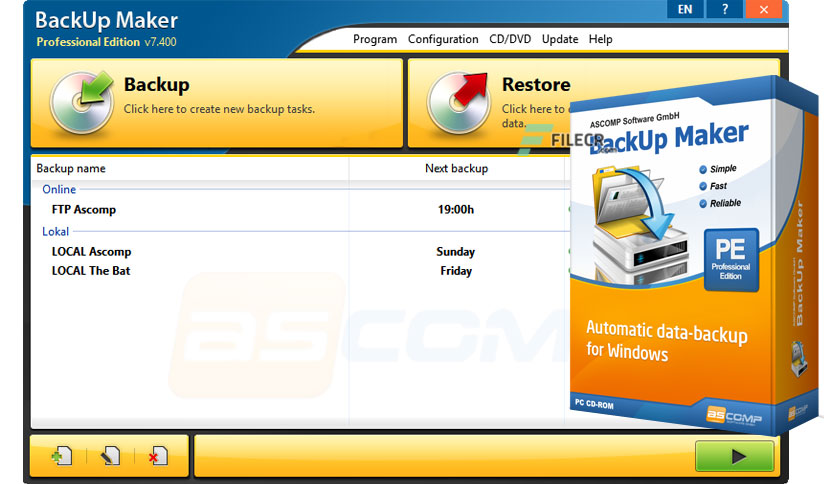 ASCOMP BackUp Maker Professional 8.202 for windows download