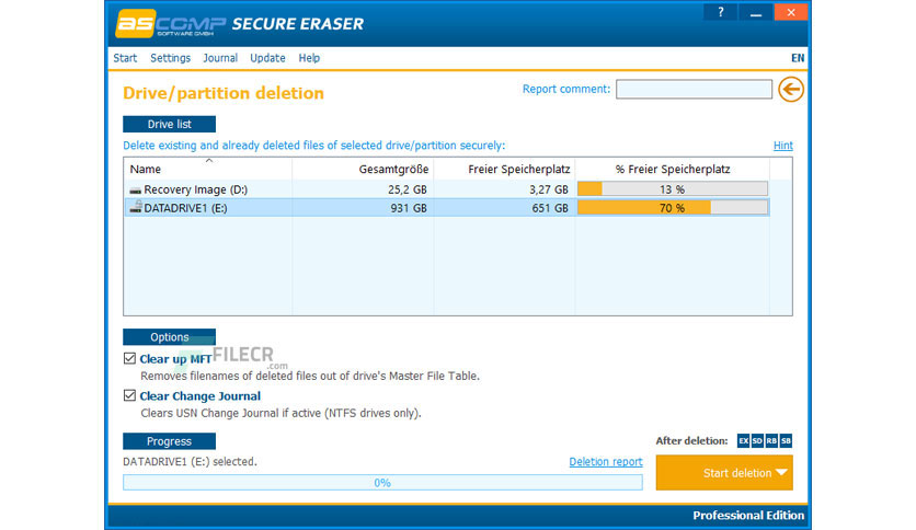 download the new ASCOMP Secure Eraser Professional 6.100
