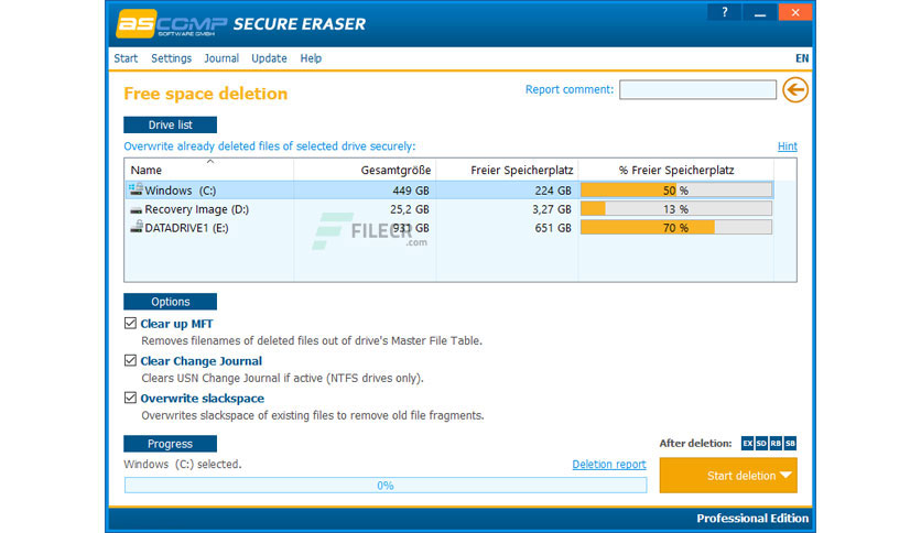 ASCOMP Secure Eraser Professional 6.003 for windows instal free