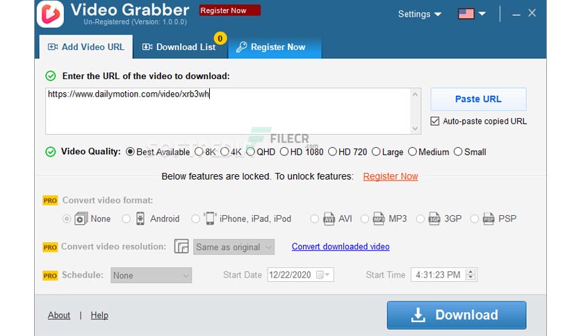 Auslogics Video Grabber Pro 1.0.0.4 free instal