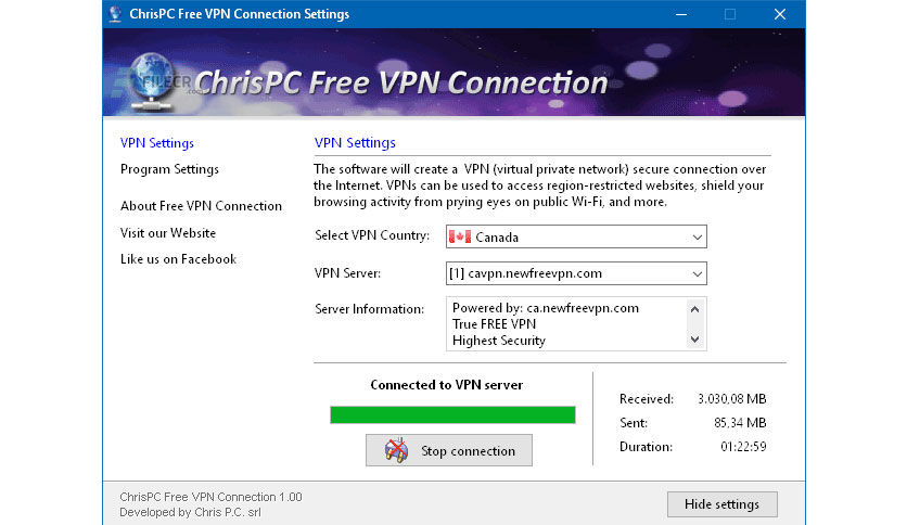 ChrisPC Free VPN Connection 4.08.29 free downloads