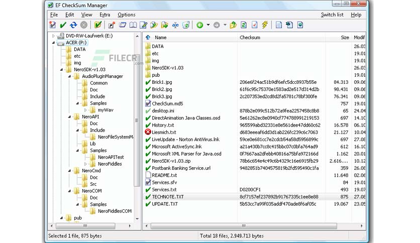 EF CheckSum Manager 23.07 download the new for windows