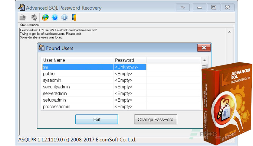 ElcomSoft Advanced SQL Password Recovery 1.15.2215