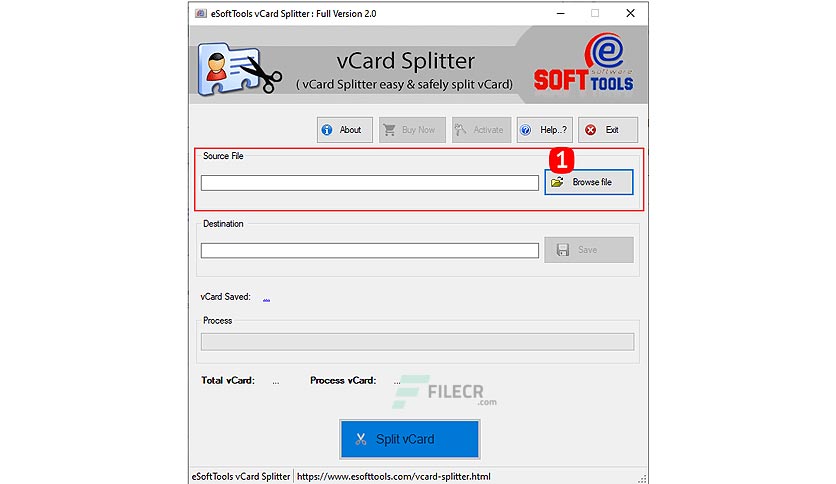 eSoftTools vCard Splitter Crack