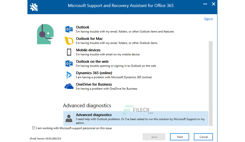 Microsoft Support and Recovery Assistant 17.01.0268.015 for mac download