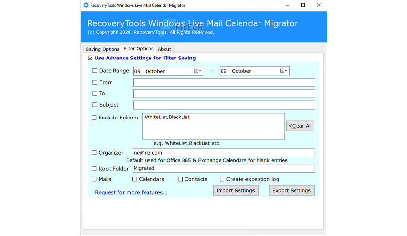 RecoveryTools Windows Live Mail Calendar Migrator Crack