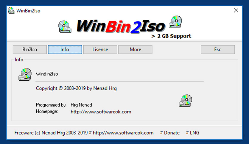 download the last version for windows WinBin2Iso 6.21